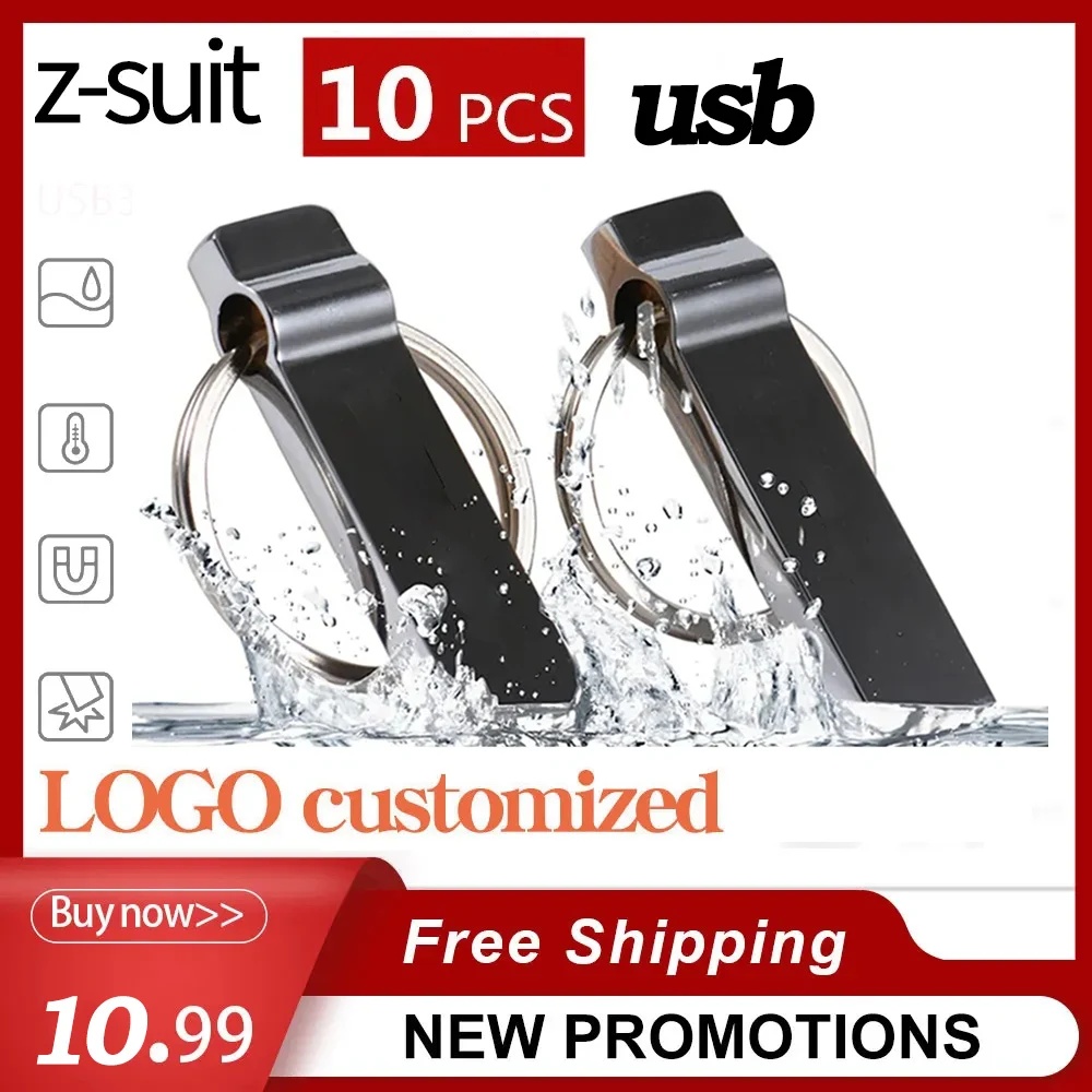 

USB Flash Drive 64GB Metal Drives 32gb 128GB Memory Memori Cel Usb Stick 4G Pendrive Key U Disk with Portable Keychain Free Logo