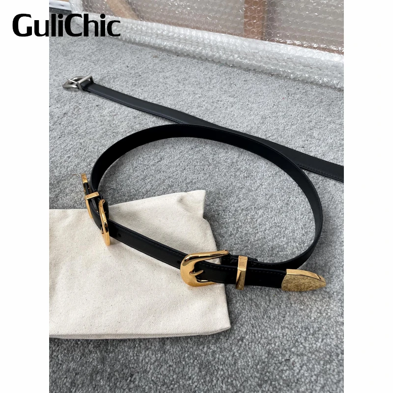 6.6 GuliChic Women Elegant Casual Buckle Decoration Cowskin Belt