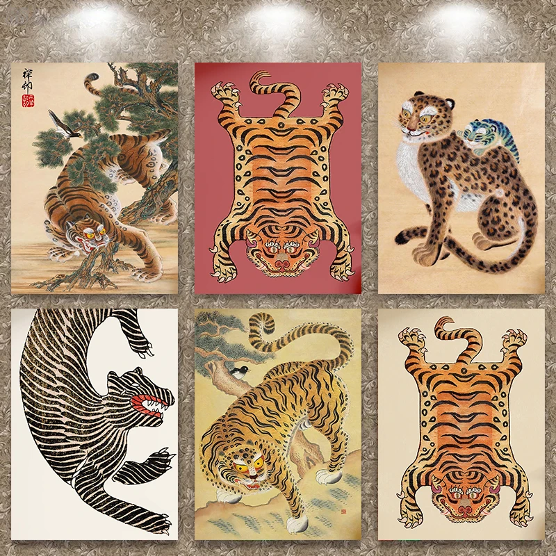 Винтажный абстрактный тигр дикие животные природный постер печатные настенные