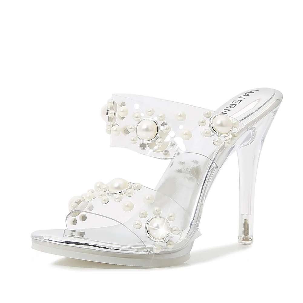 

Женские туфли с ремешком на пятке MAIERNISI, летние модные прозрачные туфли-лодочки, богини, туфли с жемчугом на высоком каблуке