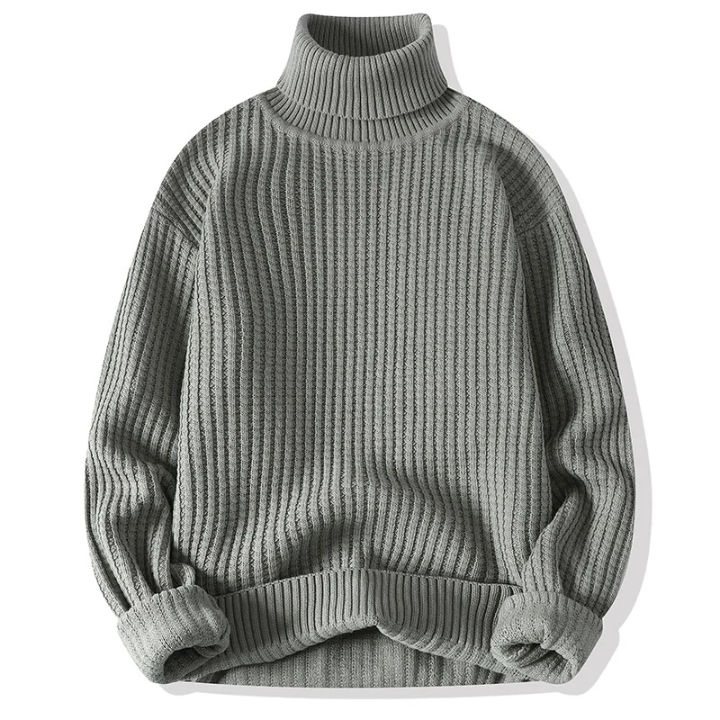 

Autumn 2023 Winter New Mens Sweater Turtleneck Pullover Men Solid Color knit Sweater Business Casual Sweater Warm Pull Jumper