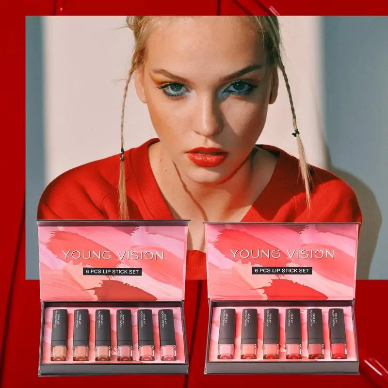 

6Pcs/Set Sexy Matte Velvet Lipstick Set Nude Makeup Lipstick Long Lasting Waterproof Moisturizing Lip Glaze Cosmetic Beauty
