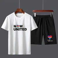hot now united boys male casual short sleeve top pants suits streetwear tops tshirts cotton mens t shirt set