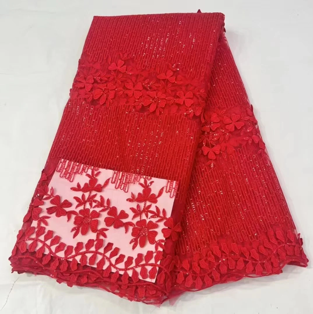 

Latest African Tulle Lace Fabric 2022 High Quality Embroidery Swiss Voile Lace Fabric 5 Yards Nigerian Lace Fabric for Dress