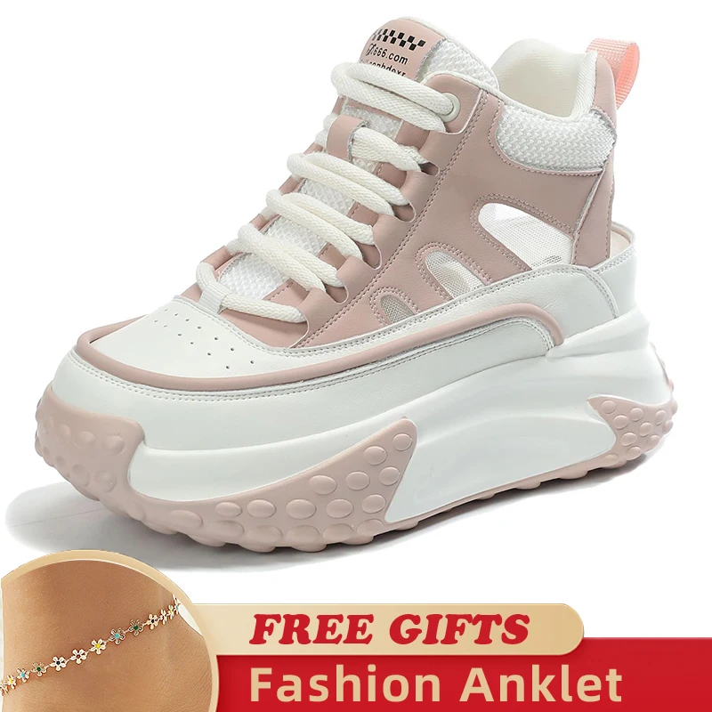 2023 Fashion 7CM Hollow Genuine Leather Women Summer Shoes Platform Sneaker Wedge Hidden Heel Women Summer Sandal Platform Shoes