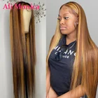 Хайлайтер парик человеческие волосы Омбре прямой 13x6 светлый кружевной передний парик без клея 30 дюймов длинный 13x 4 кружевной передний al Body Wave 180 плотность