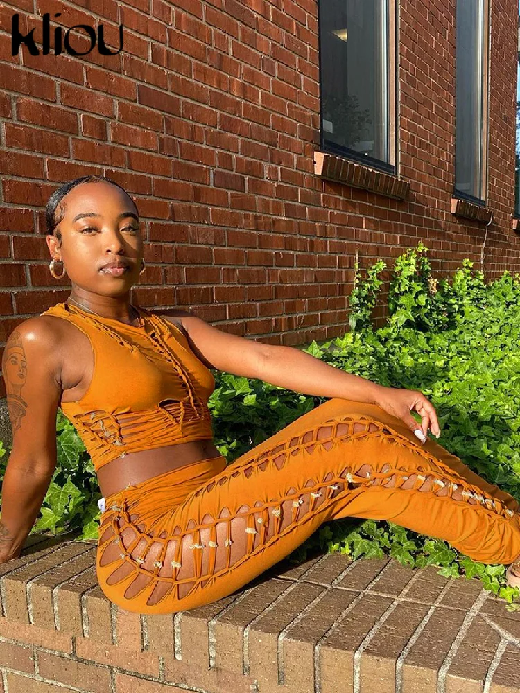 Kliou облегающая длинная юбка с рюшами для женщин сексуальная Уникальная открытая