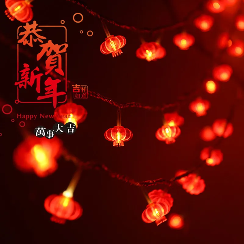 

3 Meter 20 LED Chinese New Year 2024 Knot String Red Lantern String Decorative Flashing Festival Lantern Decorations for Home