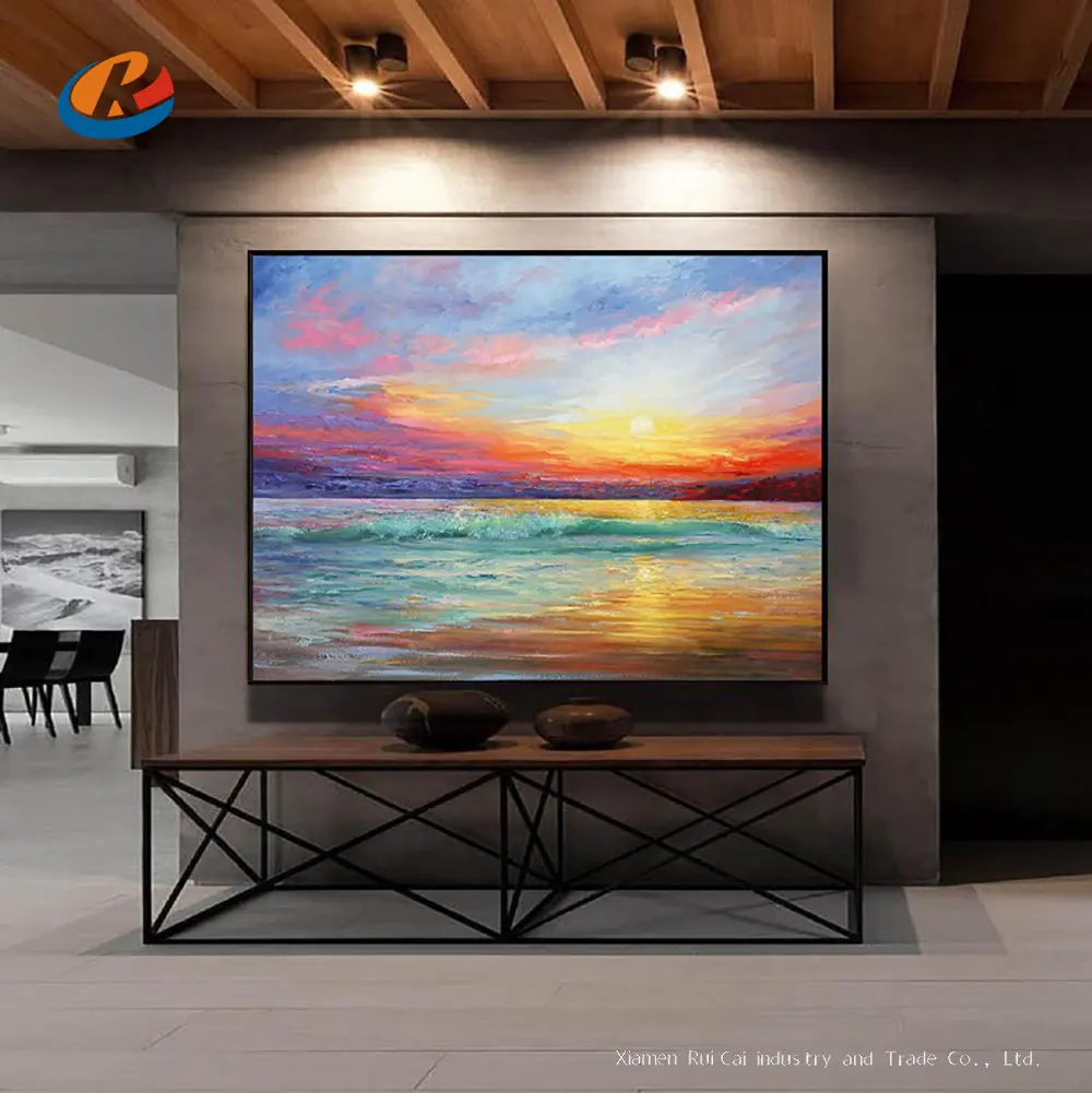 

Handmade Oil Painting Wall Paintings For Living Room Decoration Pictures Seascape Sunset Painting Abstract Hand Painted Unframed