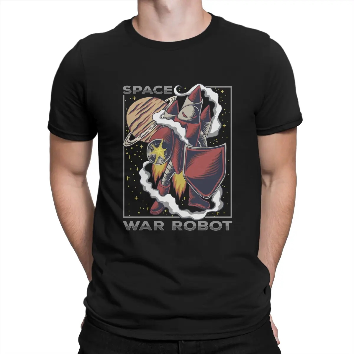 

Fashion WAR ROBOT T-Shirt for Men Round Collar Cotton T Shirts Yakuza Short Sleeve Tee Shirt Original Tops