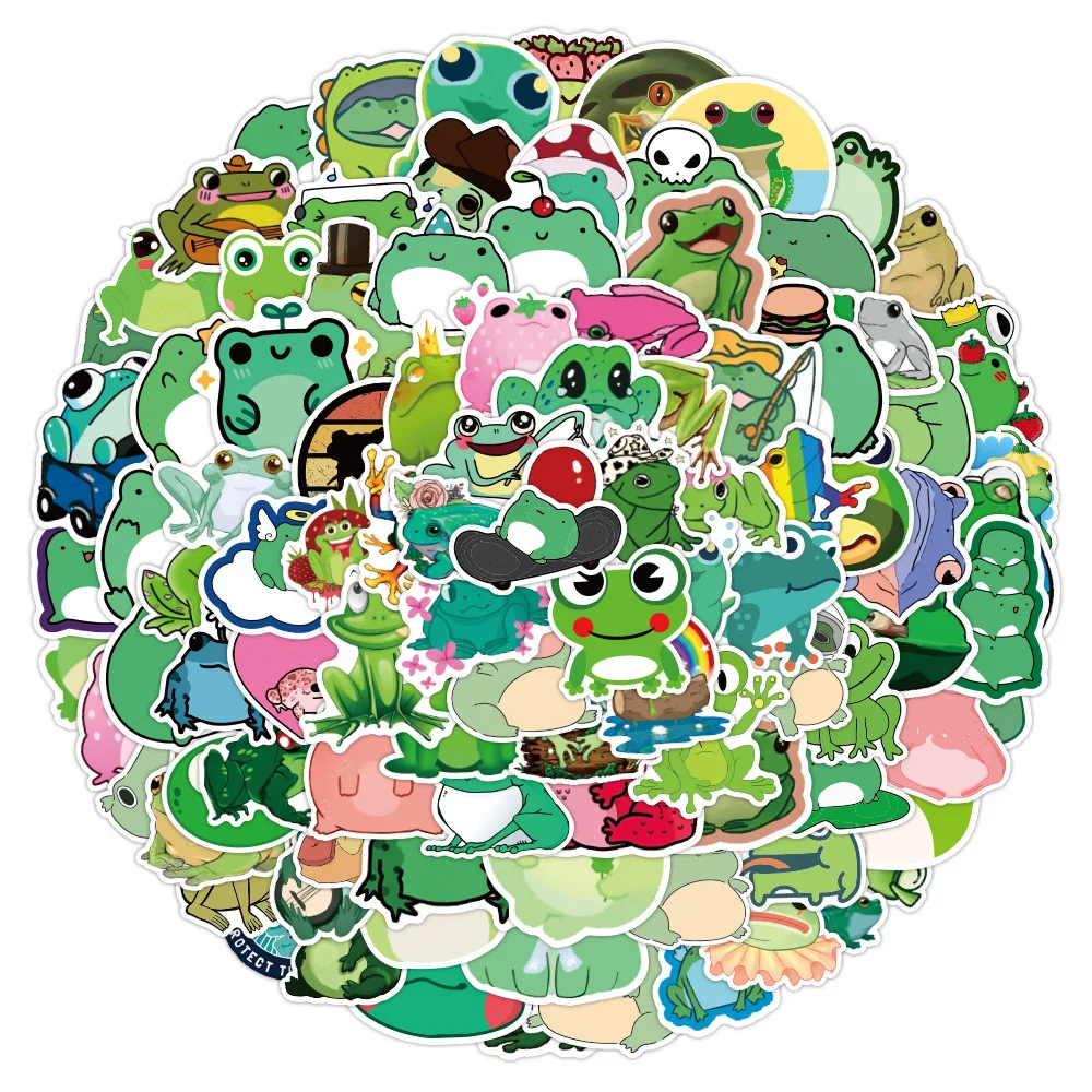 

100Pcs/lot 2022 Cute frog animation Stickers For Suitcase Skateboard Laptop Luggage Fridge Phone Car Styling Sticker