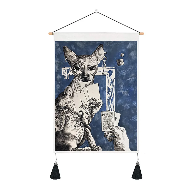 

Cartoon Series Mysterious Cat Tapestry Home Guest Restaurant Wall Decoration Paintings Bedroom Bedside Decoration Paintings 2023