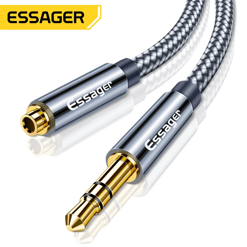 Essager Headphone Extension Cable Jack 3.5mm Audio Aux Cable 3.5 mm Female Splitter Speaker Extender Cord For Earphone Adapter