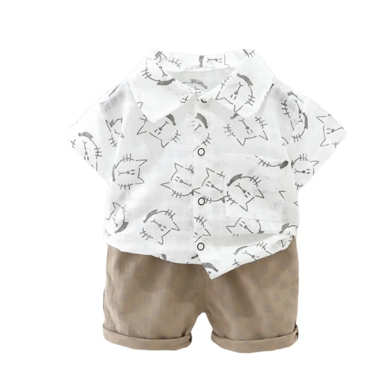 

New Summer Baby Clothes Suits Children Boys Printed Cotton Shirt Shorts 2Pcs/Sets Toddler Casual Costume Infant Kids Tracksuits