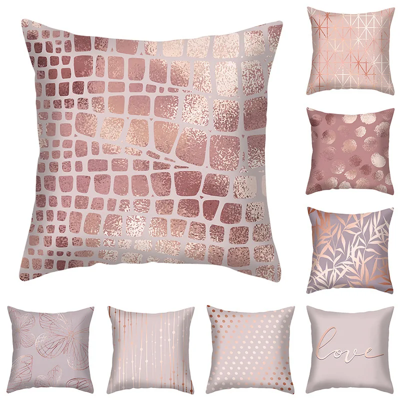 

Наволочка для подушки с абстрактным принтом розового золота, наволочка с геометрическим рисунком для домашнего стула, дивана, декоративный...