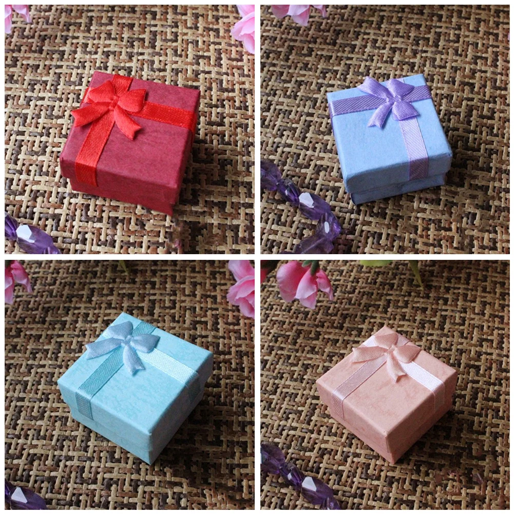 

4Pcs Jewelry Organizer Square Storage Gift Box Necklace Earrings Ring Box Paper Jewellry Packaging Container 4*4cm