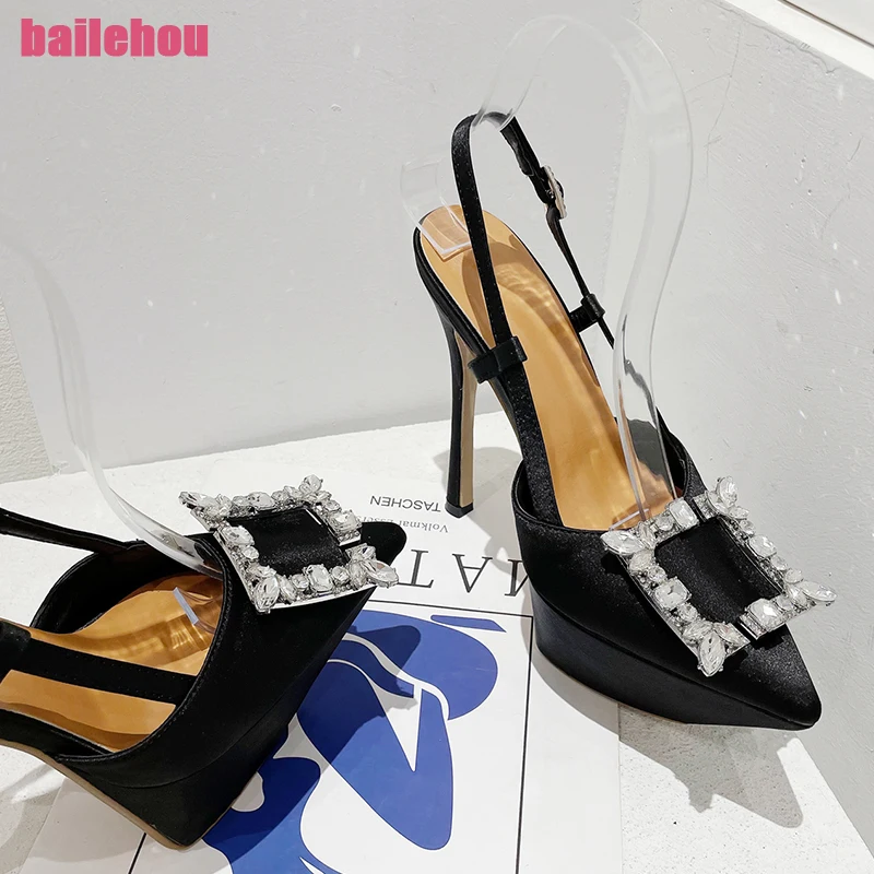 

Женские туфли-лодочки со стразами, на платформе и высоком каблуке