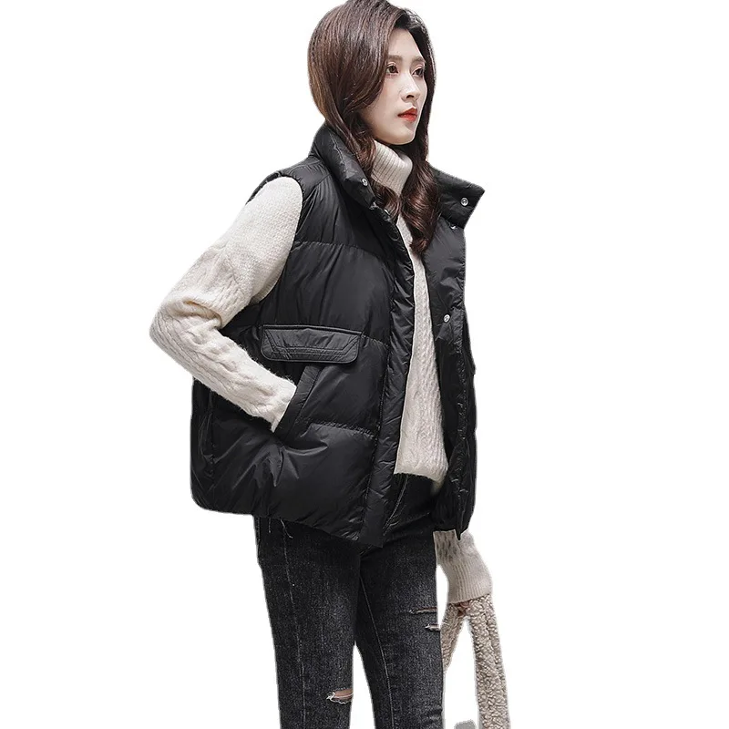 Lightweight Short Shirt Thin Down Jacket Women's Vest Winter 2023 Oversize Demi-season Parka New In Outerwear  Blouses