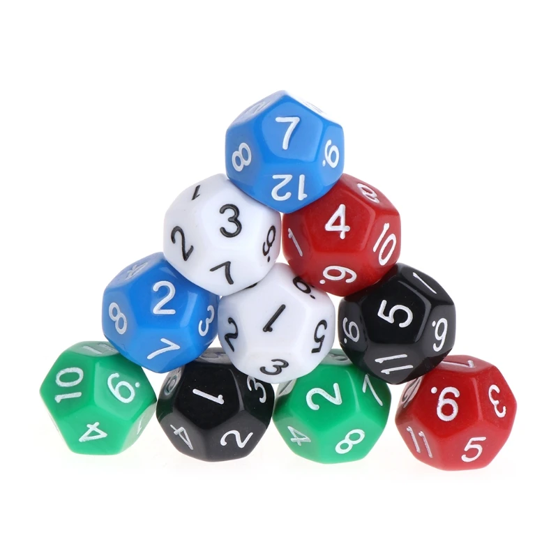 

10 штук, акриловые D12 игры, настольная игра «сделай сам», 12-сторонние игрушки