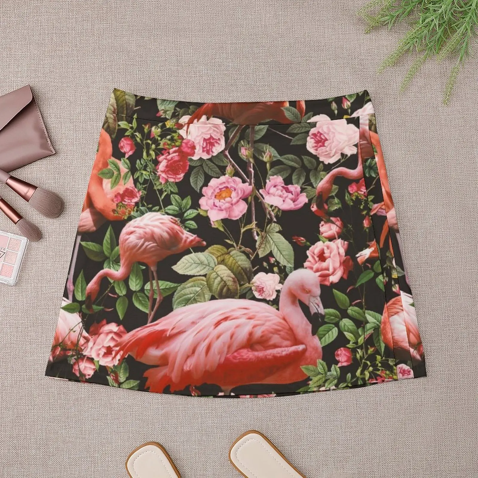 Мини-юбка с цветочным принтом и фламинго женские юбки элегантные платья для