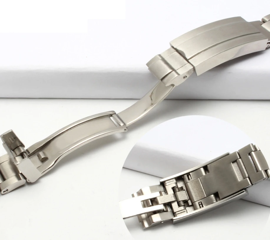 Stainless Steel Glide Flip Lock Deployment Buckle For Rolex Deepsea Submariner GMT Metal Watch Band