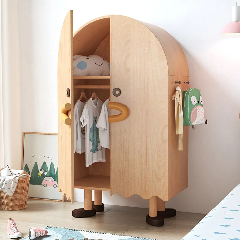

Solid wood children's wardrobe home bedroom storage locker simple girl baby cartoon small wardrobe short wardrobe