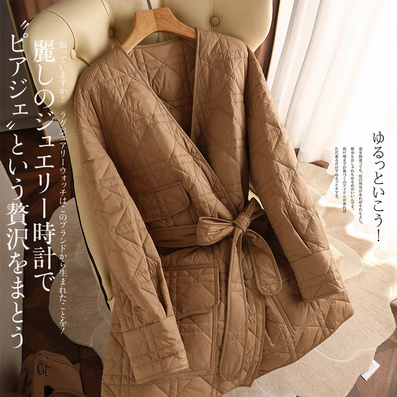 Luxury High Quality Casacos De Inverno Feminino Thin Office Lady Adjustable Waist Autumn/Winter Winter Women Covered Button