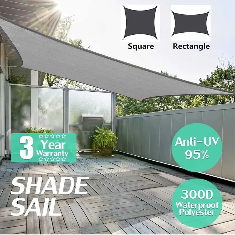 

Grey 300D Waterproof Awning Sail Ultra Light Awning For Garden Swimming Pool Awning 2021
