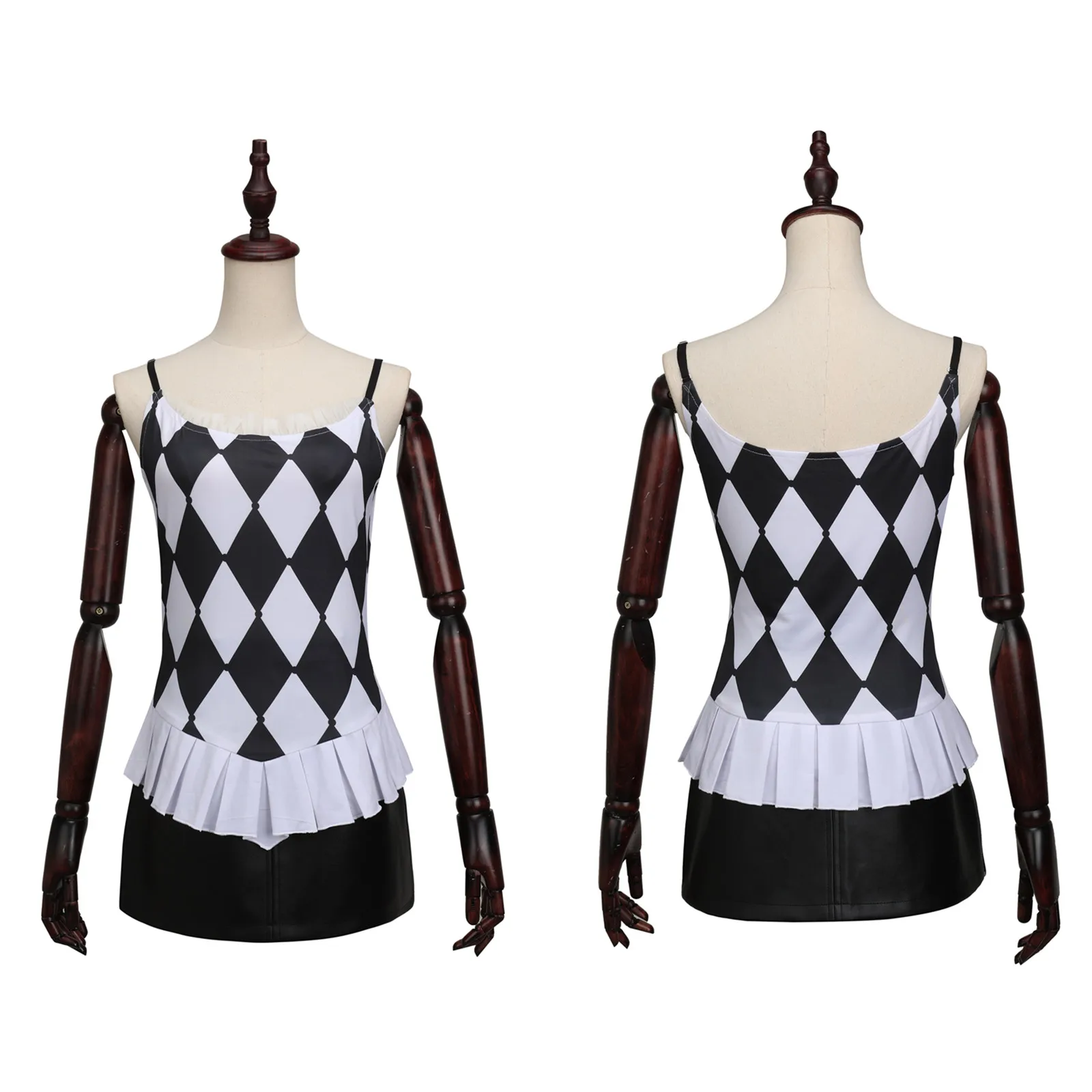 Аниме Леди Джокер Женский Клоун Гага Косплей Костюм Красное Пальто Черная Юбка