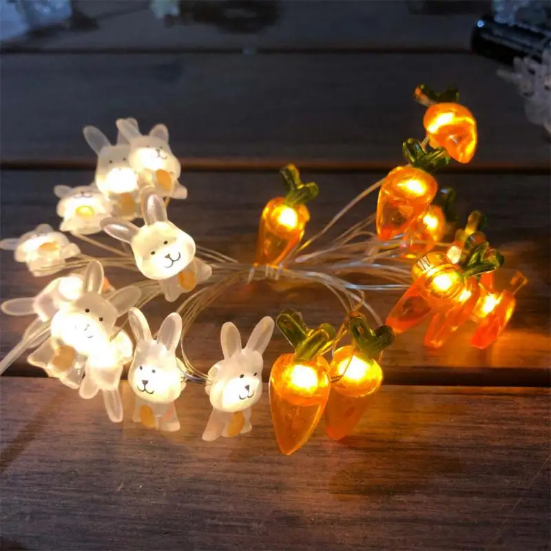 

LED String Fairy Lights Bunny Carrot Lights Lamp Easter Room Decoration Battery Box Cute Cartoon Festival Holiday Party Lanterns