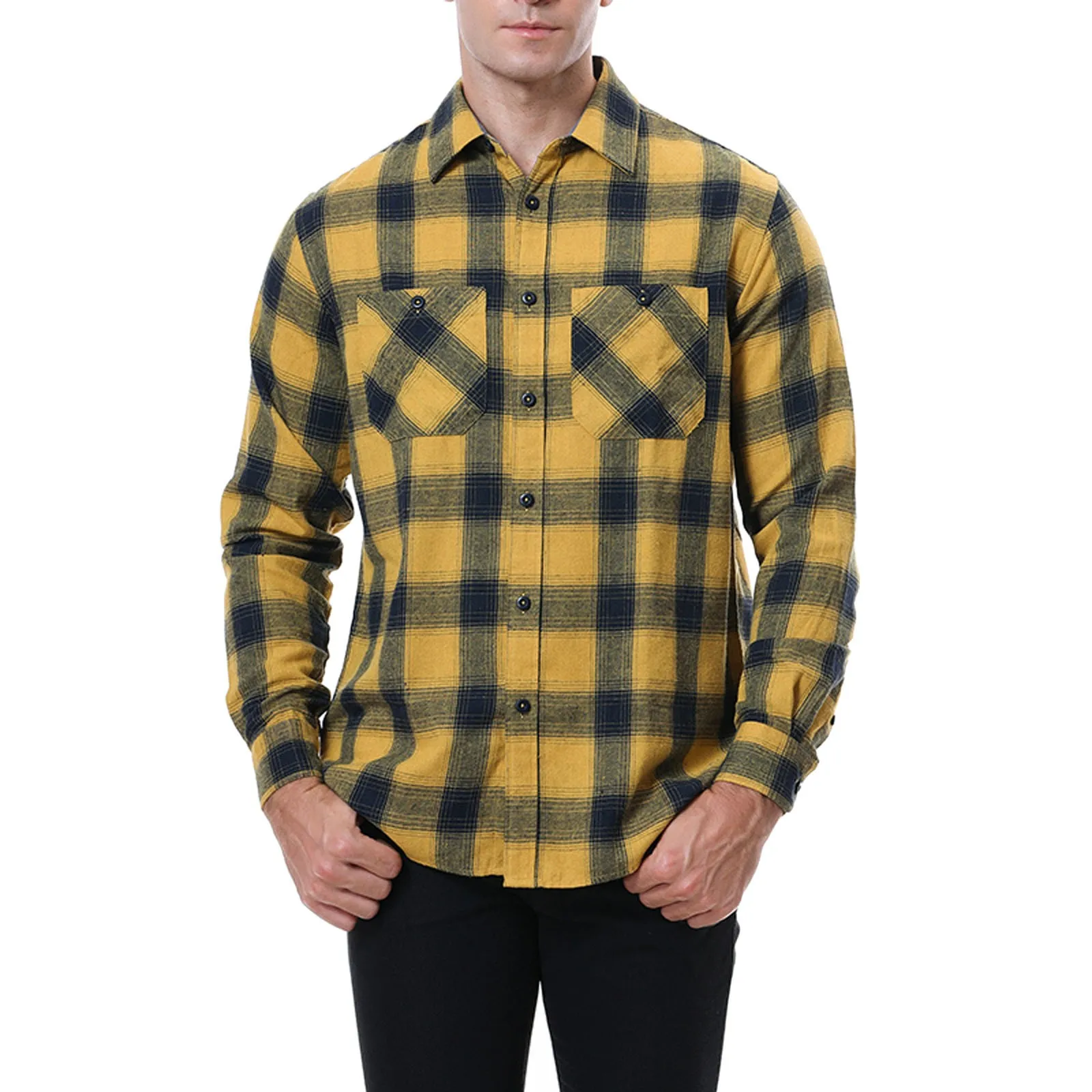 

Men European American Casual Loose Light Business Brushed Cotton Plaid Shirt Comfy High Quality Daily Shirts Ropa Hombre 2022