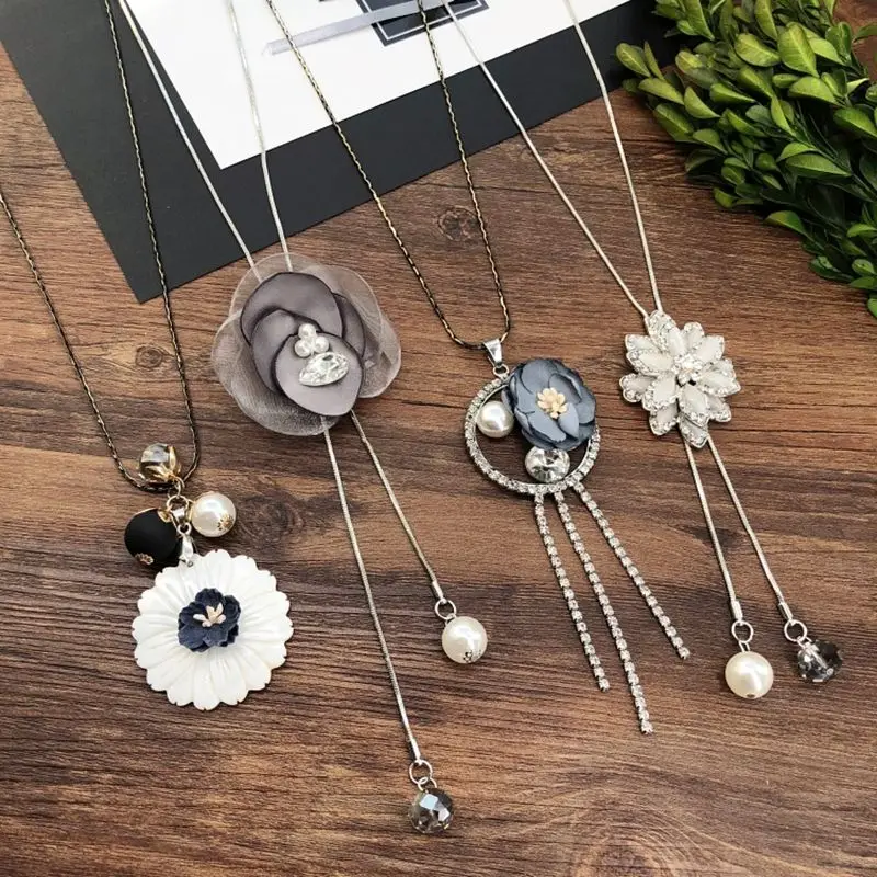 

Luxury Necklace for Women Boho Handmade Flower Pendant Long Necklaces