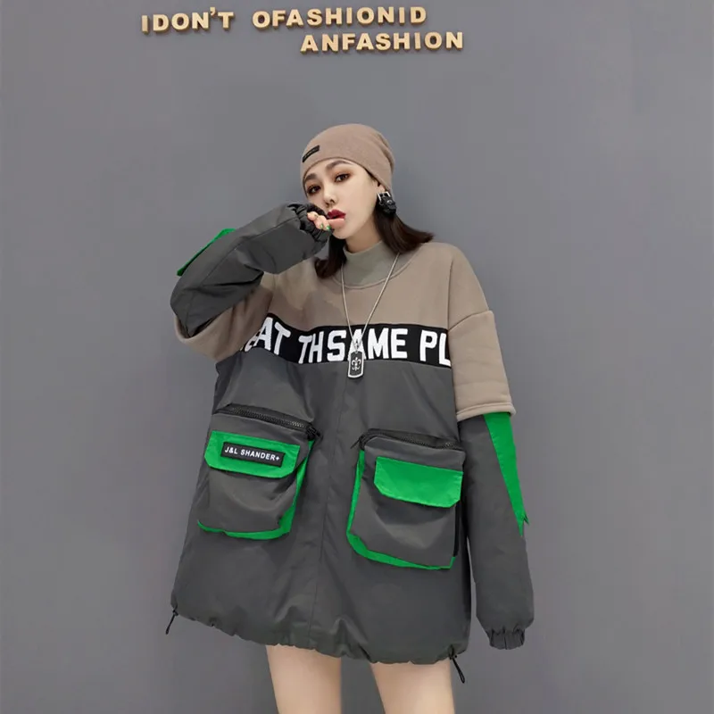 

2 в 1 толстые флисовые толстовки с воротником-стойкой, теплое худи, Зимние пуловеры в стиле ретро, пальто