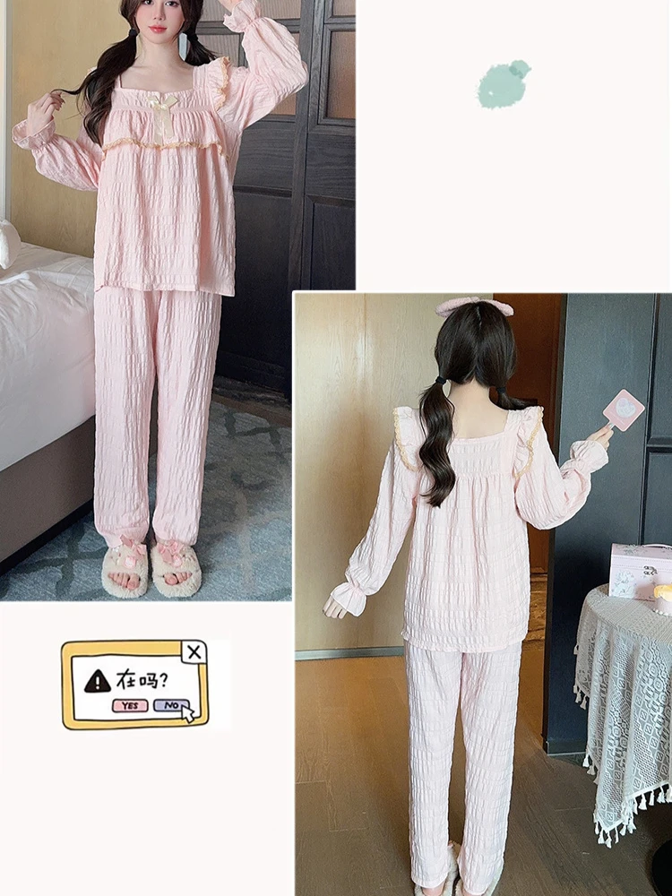 Модель 5XL милая весенне-осенняя Пижама женская Свободная Домашняя одежда с