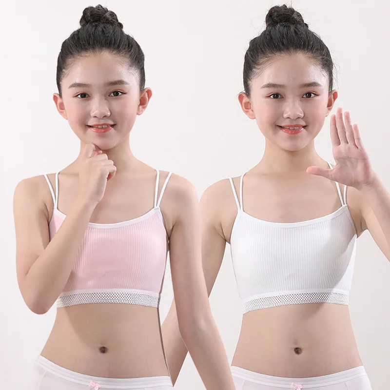 

Girls wrapped chest beauty vest double shoulder straps lace breathable comfortable top development period bra girls underwear