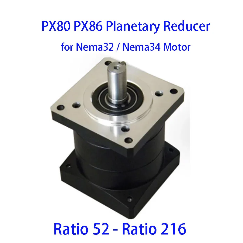 Nova Engrenagem Px80 Px86 Redutor Planetário Caixa de Velocidades Proporção 64 96 100 120 150 144 180 216 para Nema32 Nema34 Stepper Servo Motor Brushless