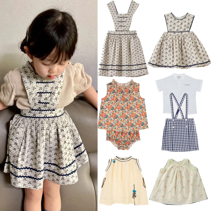 2023 New Summer Cbc Brand Girls Dress for Kids Fashion Print Princess Dress Baby Child cute flower Tops Outwear Clothing