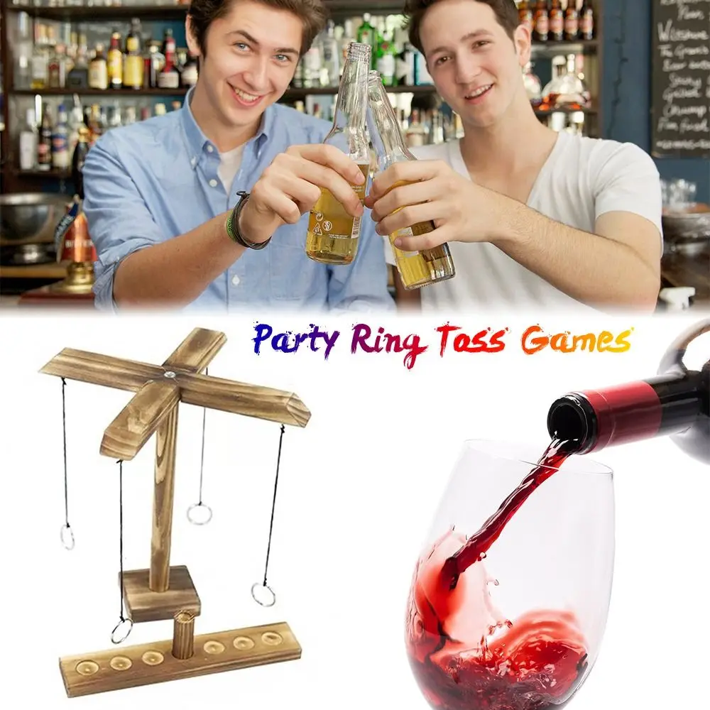

Children And Adults Interactive Handmade Wooden Drinking Games Head To head Throwing Ring Ring Toss Games Party Toys