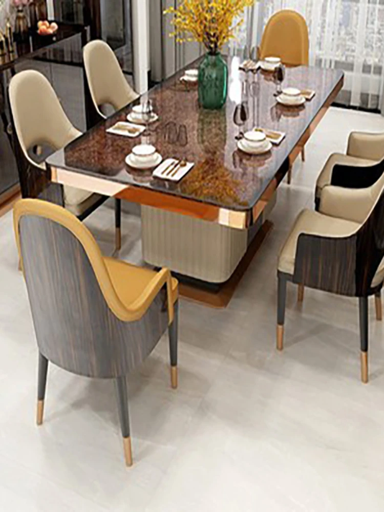 

High Quality Post-modern Italian Style Light Luxury Marble Dining Table Chair Combination Furniture Dining Table Set Furniture