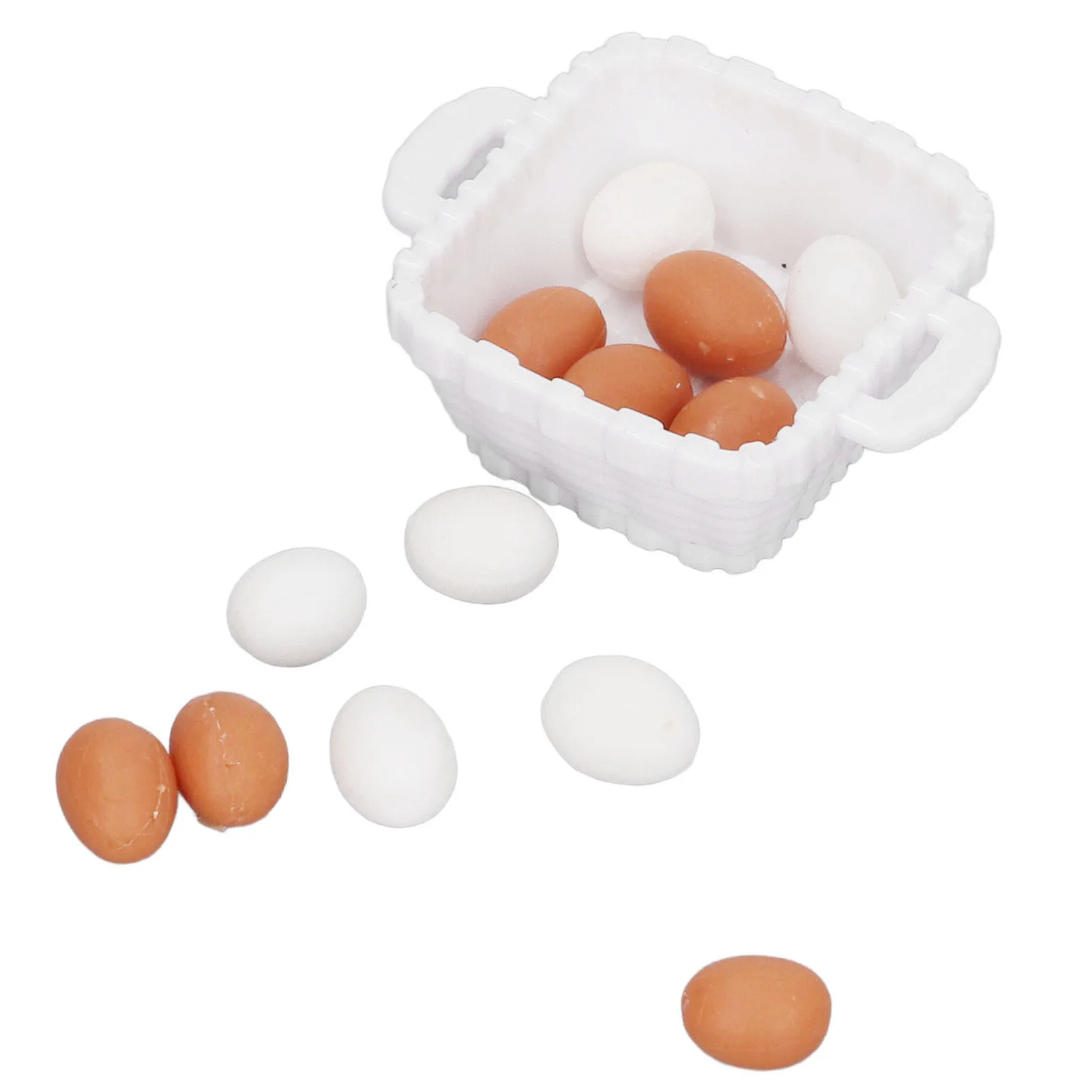 

Dollhouse Egg Model 1:12 Scale Plastic Doll House Food Egg Model with Basket for Kids Children gifts