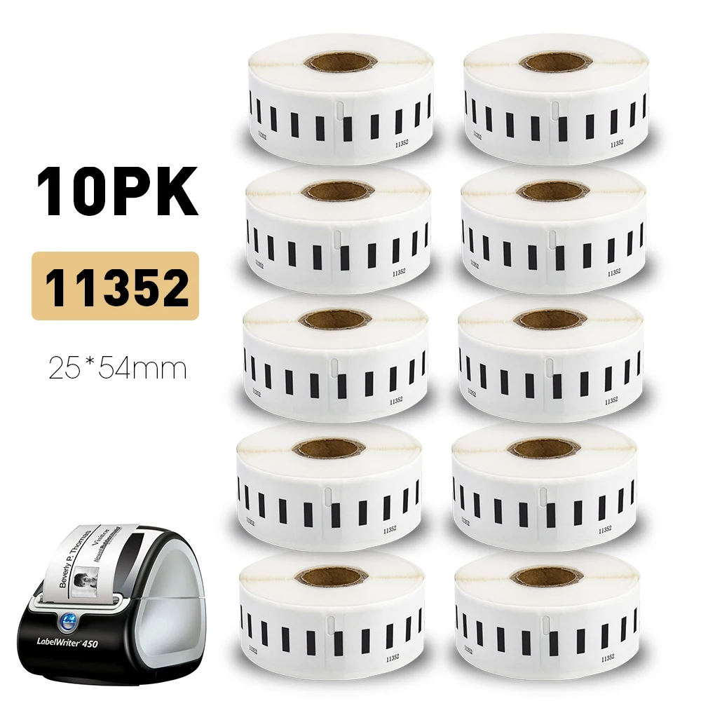 

5-10 Rolls LW 11352 Thermal Paper Sticker Compatible Dymo Label 11352 for Dymo Labeling Machine Dymo LabelWriter 450 LW450 DUO