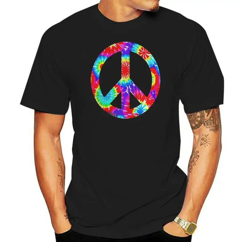 

Men tshirt Tie Dye Flower Peace Sign T Shirt Hippy 60s 70s Costume cool women T-Shirt tees top