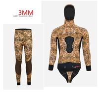 3mm scuba camouflage wetsuit long sleeve fission hooded 2 pieces neoprene submersible snorkel keep warm waterproof diving suit