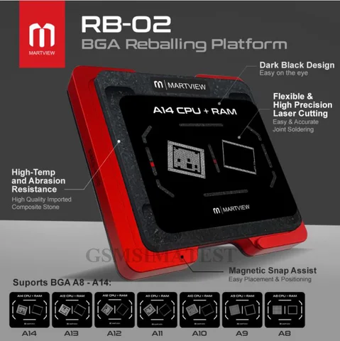2023 оригинальный Martview RB-02 7 в 1 CPU Reballing Stencil полный комплект для iPhone A8 A9 A10 A11 A12 A13 A14
