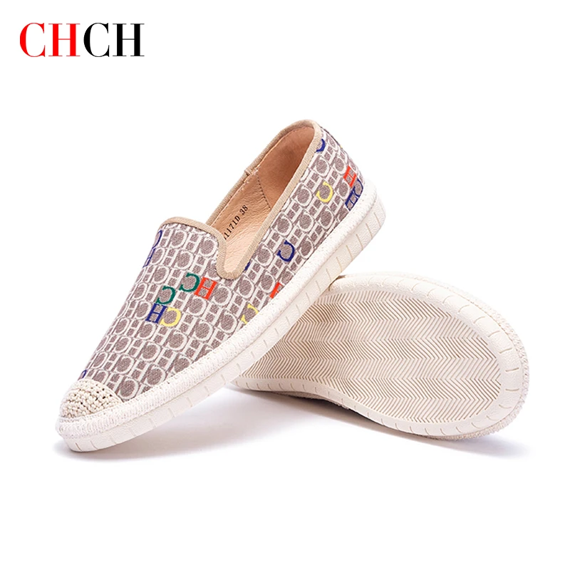 CHCH Summer Loafers Shoes Fashion Designer Women Fisherman Casual Shoes Lattice Slip-On Ladies Flat Denim Shoes Free Shipping