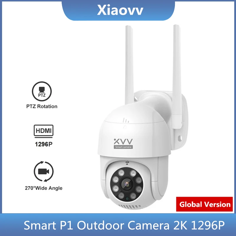 

Умная наружная камера Xiaovv P1 2K 1296P 270 ° PTZ, вращающаяся Wi-Fi Веб-камера с обнаружением присутствия, водонепроницаемая веб-камера ночного видения