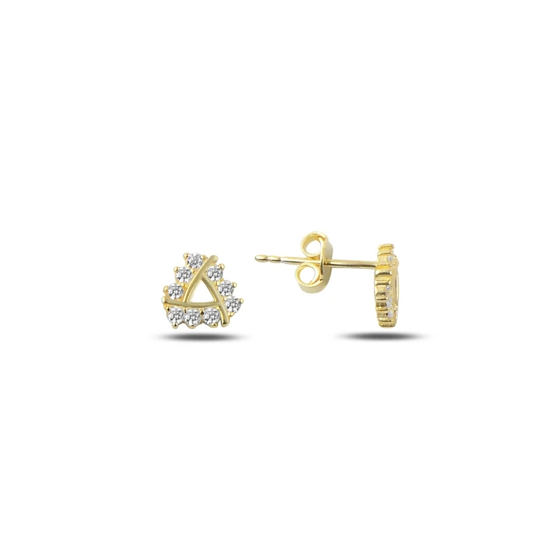 

Silver 925 Sterling Zircon Cz Triangle Stud Earrings