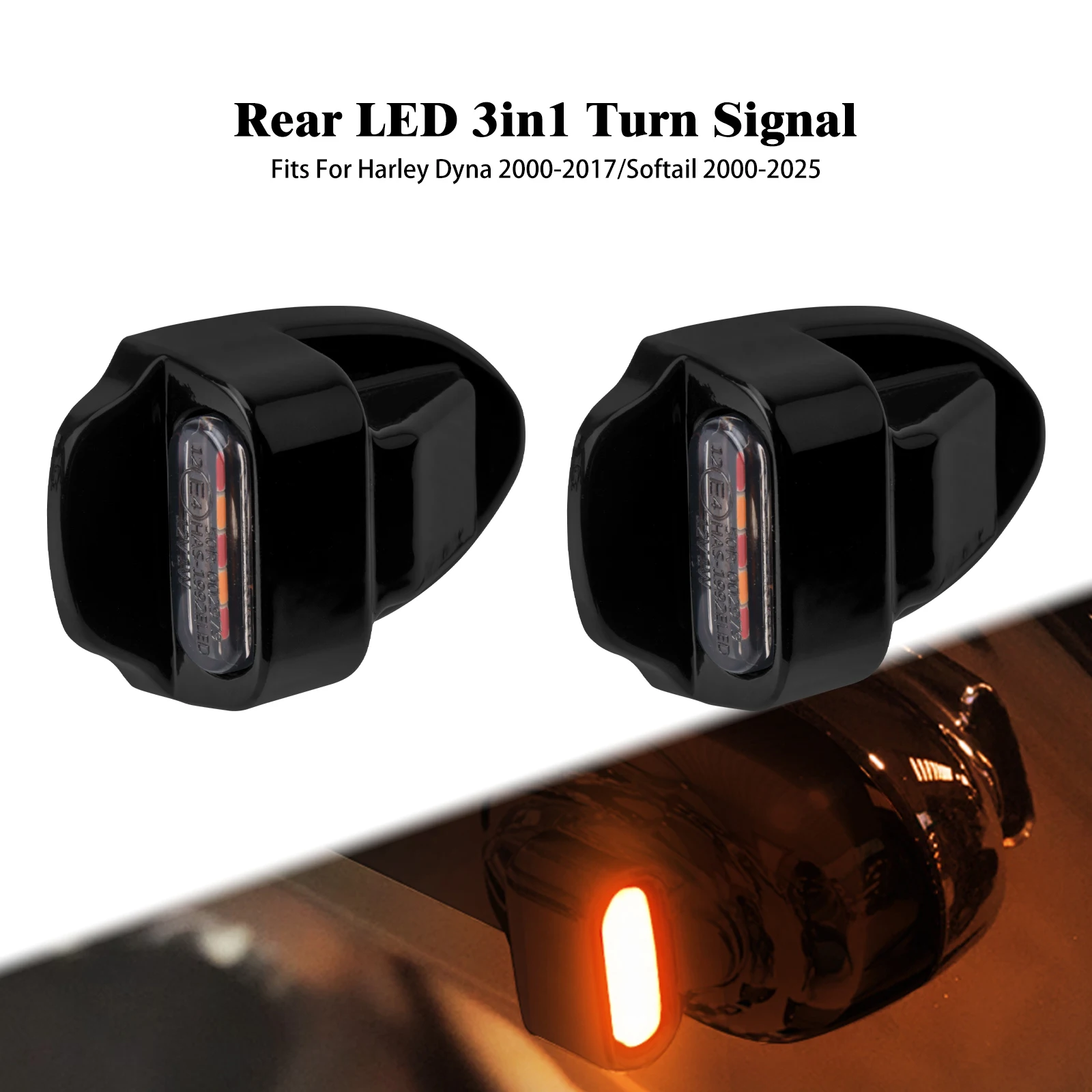 

Задние светодиодные фонари для мотоцикла с стоп-сигналом E-Mark для Harley Dyna 2000-17 Softail Breakout Fat Boy 00-2025, указатель поворота