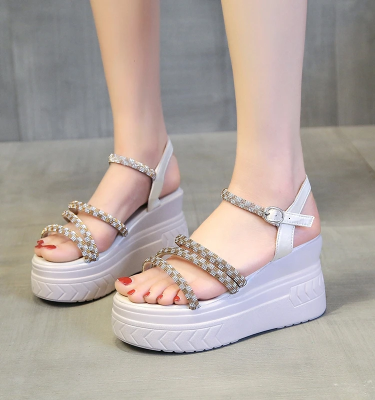 

Туфли женские на высоком каблуке, сандалии на танкетке, с ремешком и пряжкой, удобная обувь, лето 2023