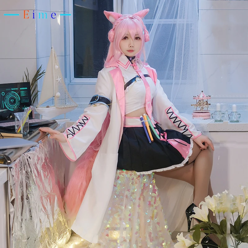 

Костюм для косплея EIME Yutuber Hakui Koyori, голографический костюм Vtuber, костюм для косплея, пальто, топ, юбка, полный комплект, необычная Женская одежда, униформа